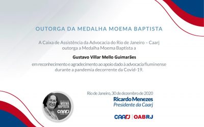 Dr. Gustavo Villar Mello Guimarães recebe Medalha Moema Baptista